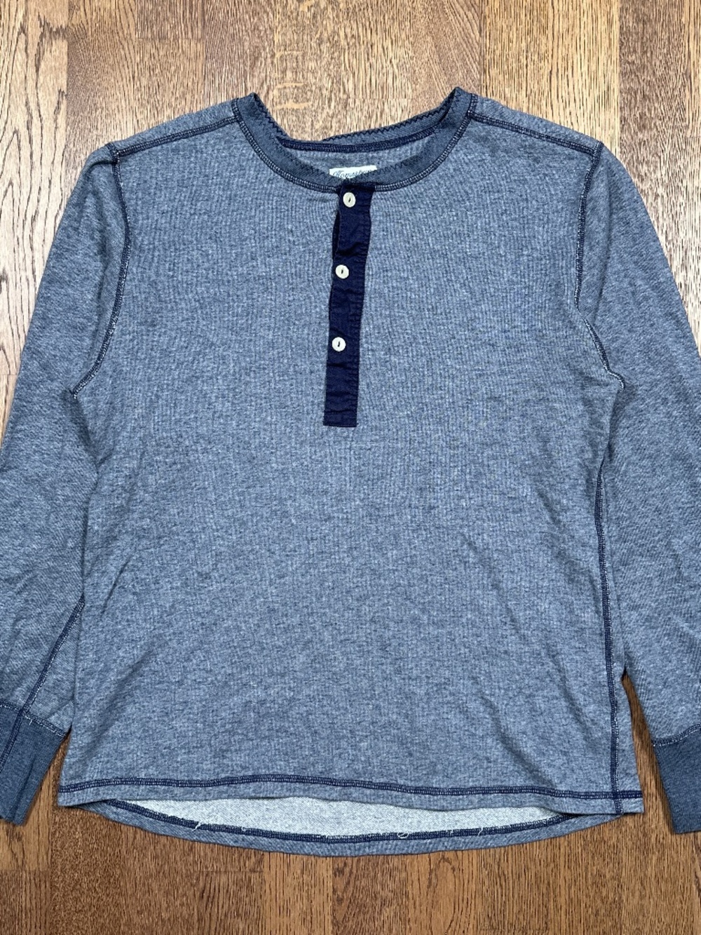Homespun Knitwear Made in Canada Coalminer Terry Fleece Henley L/S Shirt Mens M
